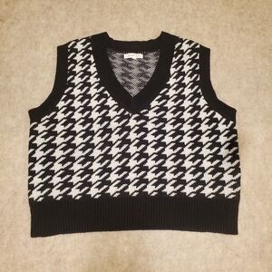 Wynter Womens Black & White Houndstooth Pullover Sweater Vest L